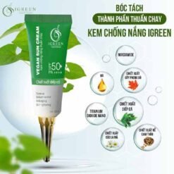 Kem chống nắng Igreen 60ml SPF50+, thành phần thuần chay, nâng Tone trắng da, kiềm dầu dành mọi loại da, khô nhạy cảm mẹ bầu mẹ bỉm tuổi dậy thì đều dùng được