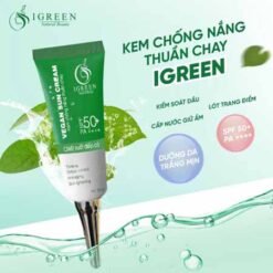 Kem chống nắng Igreen 60ml SPF50+, thành phần thuần chay, nâng Tone trắng da, kiềm dầu dành mọi loại da, khô nhạy cảm mẹ bầu mẹ bỉm tuổi dậy thì đều dùng được