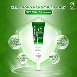 Kem chống nắng Igreen 60ml SPF50+, thành phần thuần chay, nâng Tone trắng da, kiềm dầu dành mọi loại da, khô nhạy cảm mẹ bầu mẹ bỉm tuổi dậy thì đều dùng được