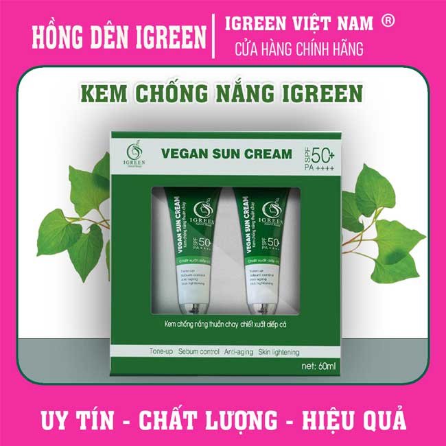 kem chống nắng thuần chay igreen pfs50+